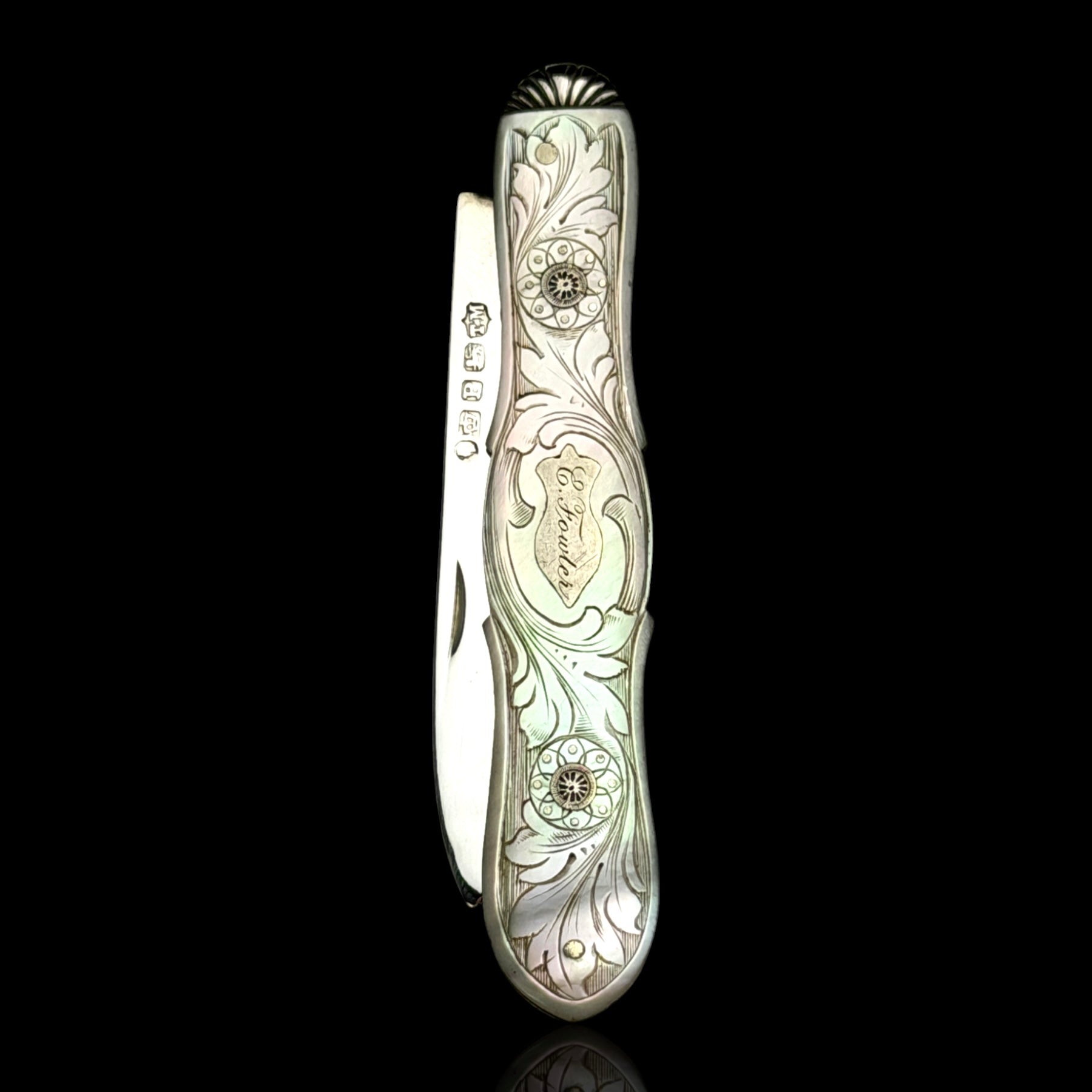 Mother-of-Pearl & Sterling Silver Pocket Knife - Thomas Marples, 1858.