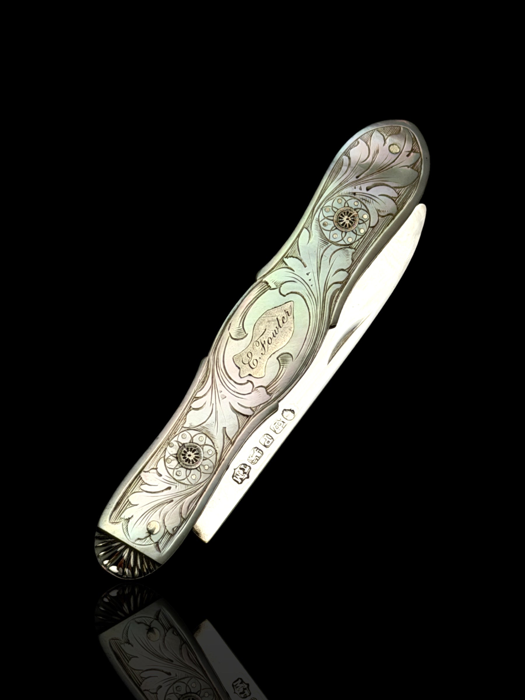 Mother-of-Pearl & Sterling Silver Pocket Knife - Thomas Marples, 1858.