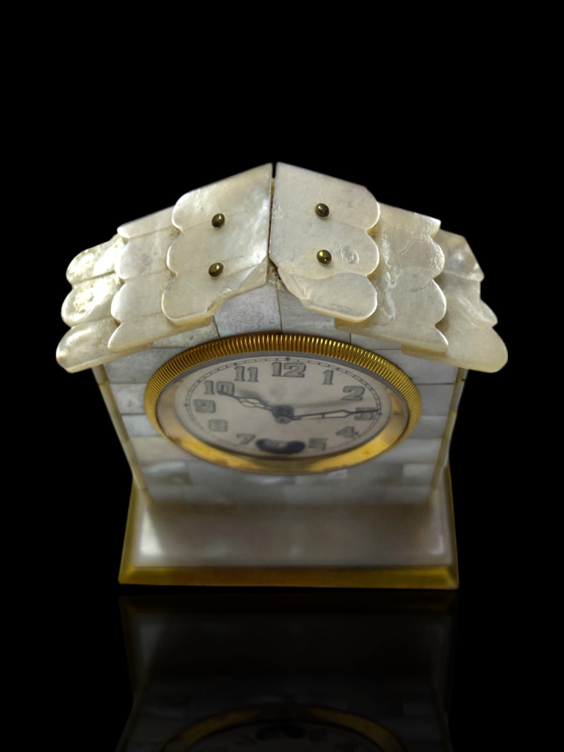 Rare Swiss Mother of Pearl Clock: Circa 1910, Solomax Watch Company