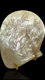 Large and Rare Museum-Grade Qing Dynasty (early 1800s) Hand-Carved Pearl Shell. With stand.