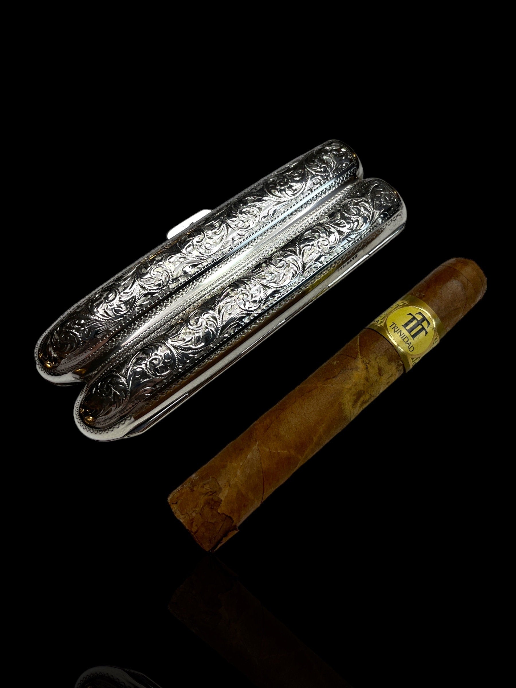 Sterling Silver Cigar Case: 1899, Henry Pope, England.