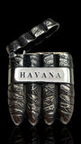 Exceptional Vintage Cigar-shaped Sterling Silver Vesta (Match Holder) . Engraved 'Havana'.