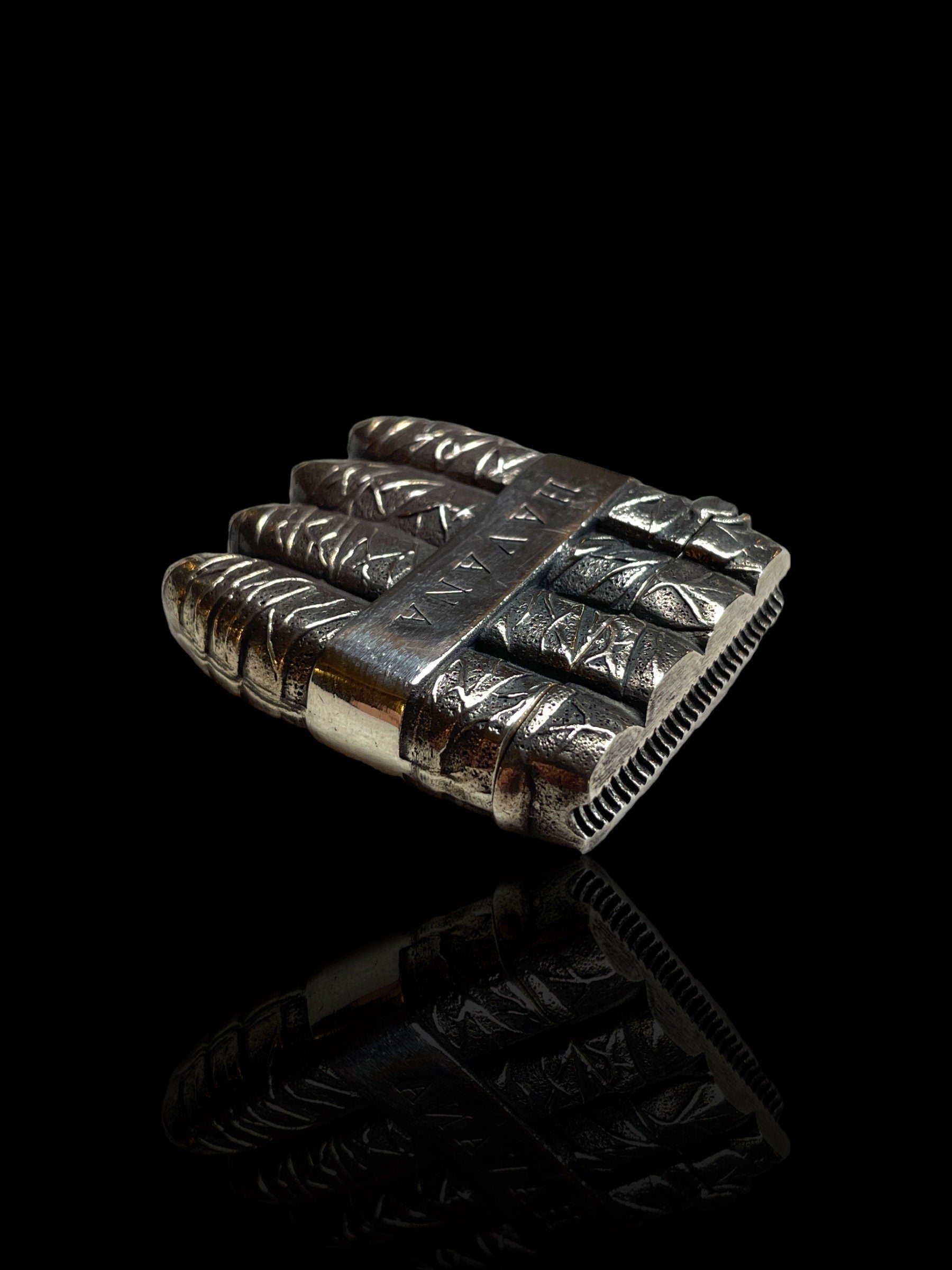 Exceptional Vintage Cigar-shaped Sterling Silver Vesta (Match Holder) . Engraved 'Havana'.