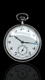 Swiss-Made Steel Pocket Watch with Desk Stand & Keychain