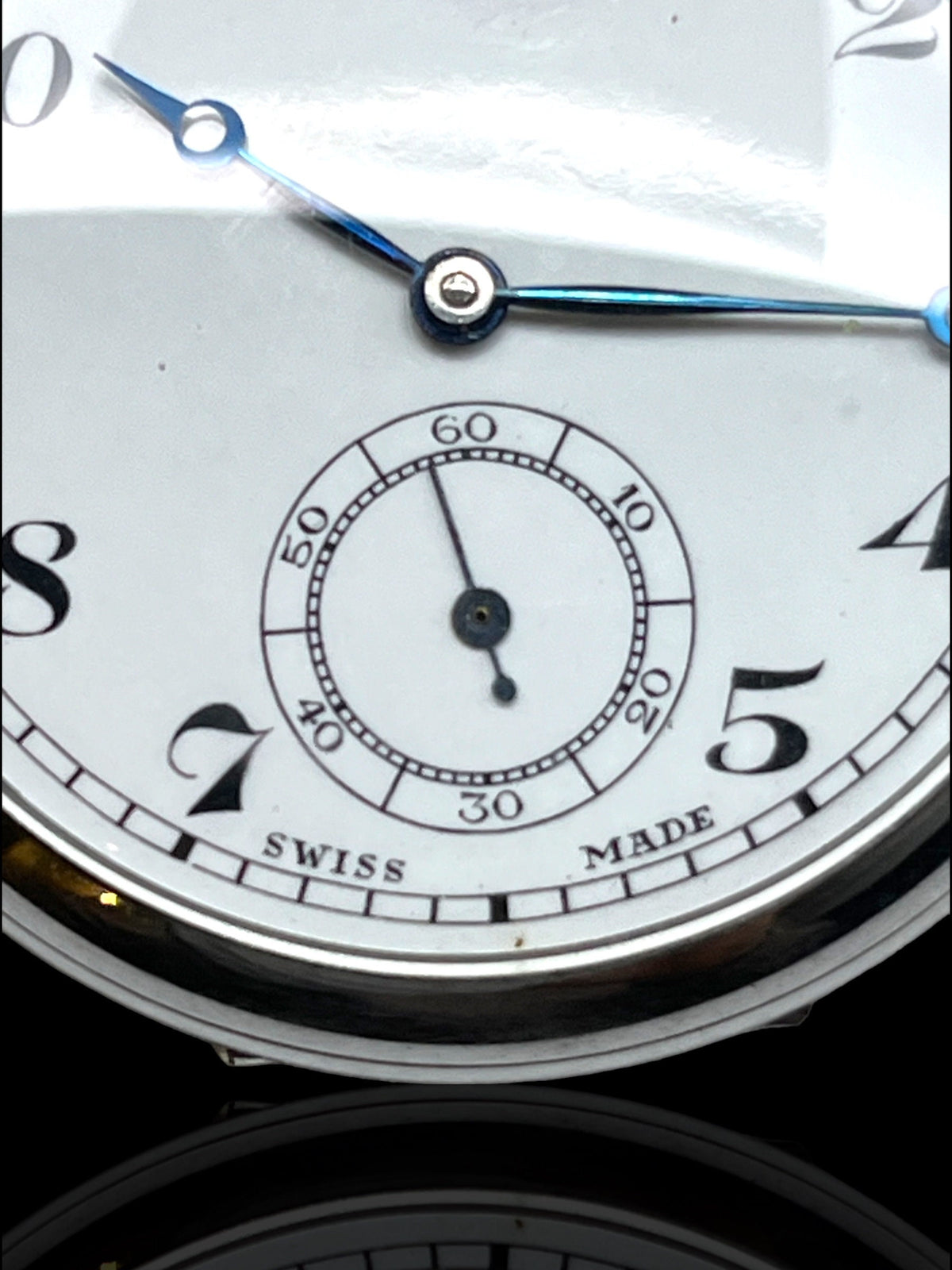 Swiss-Made Steel Pocket Watch with Desk Stand & Keychain