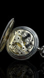 Swiss-Made Steel Pocket Watch with Desk Stand & Keychain