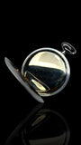 Swiss-Made Steel Pocket Watch with Desk Stand & Keychain