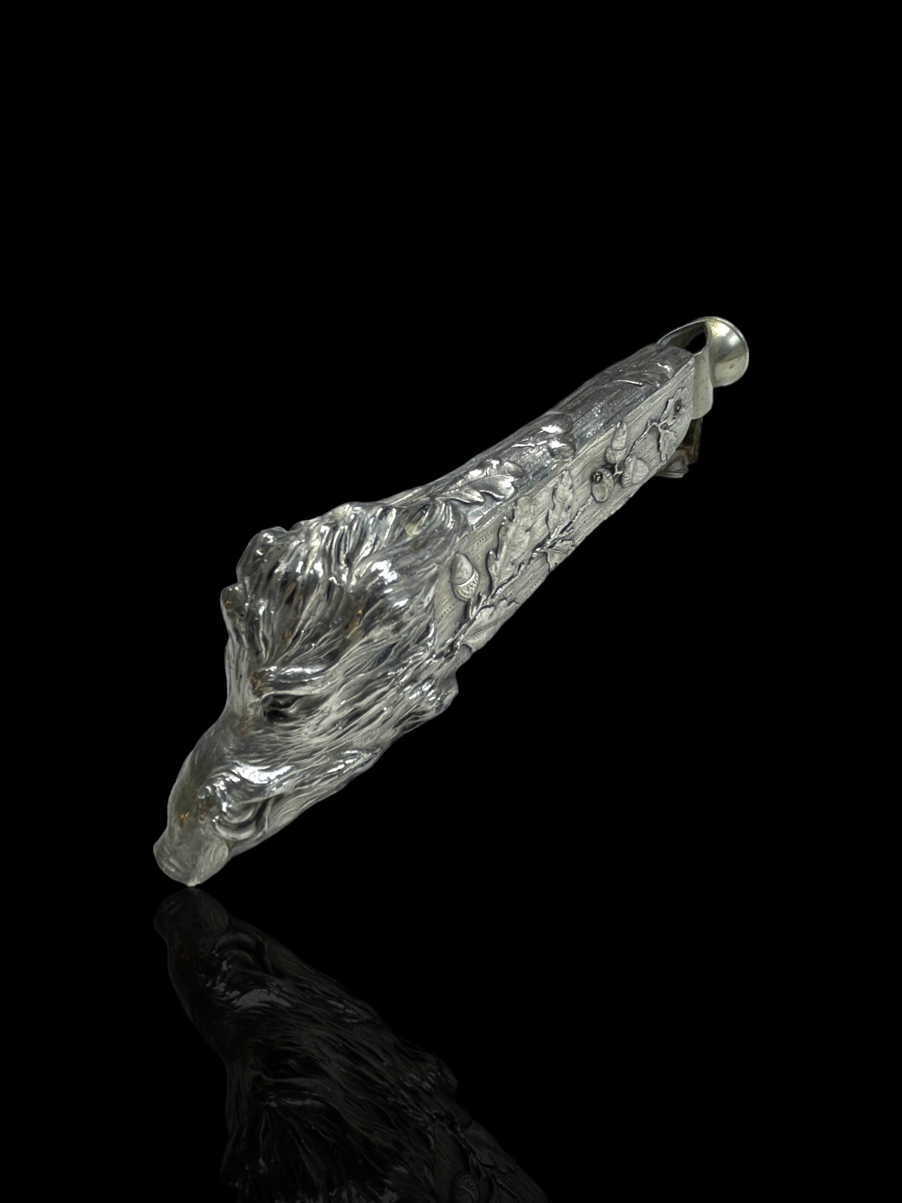 Exceptional Boar Head Silver-Plate Cigar Cutter.