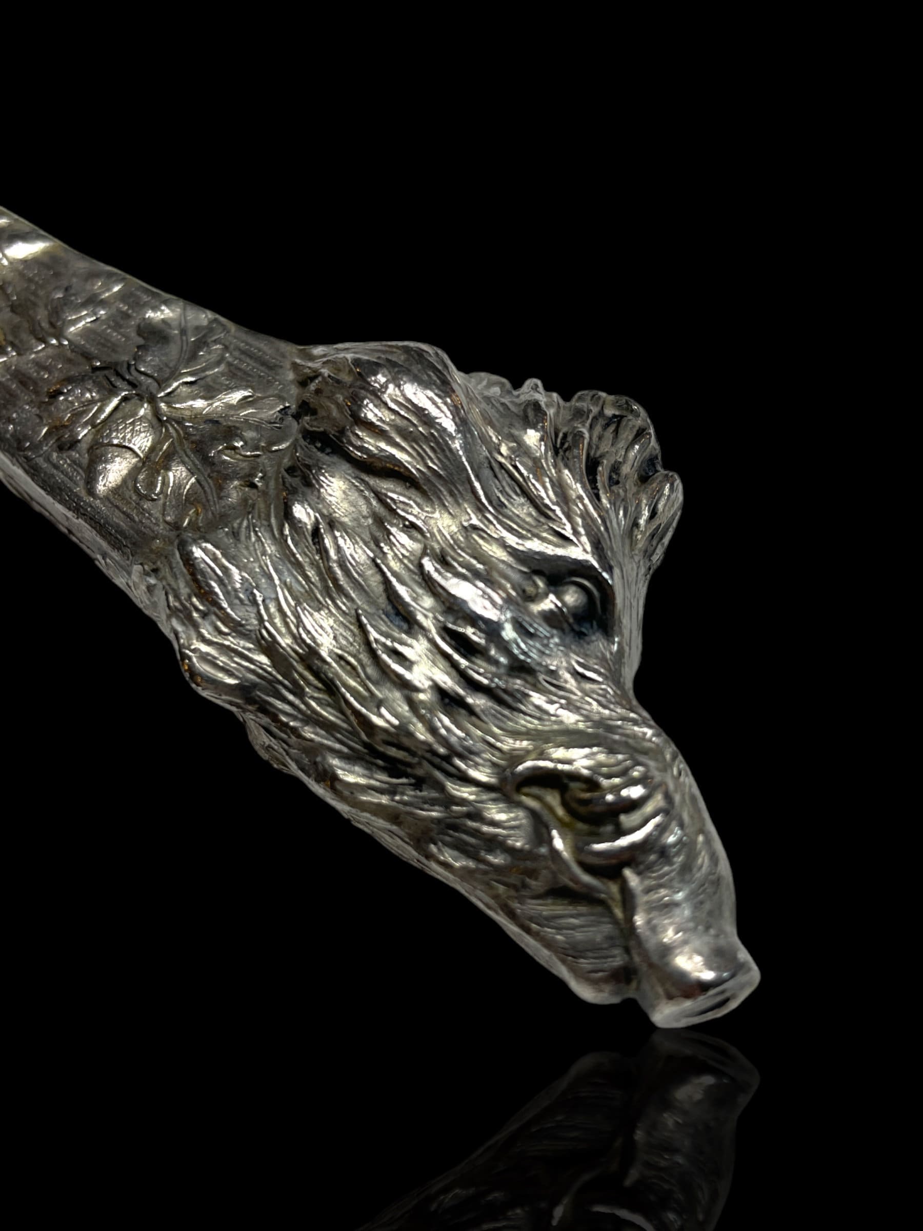 Exceptional Boar Head Silver-Plate Cigar Cutter.