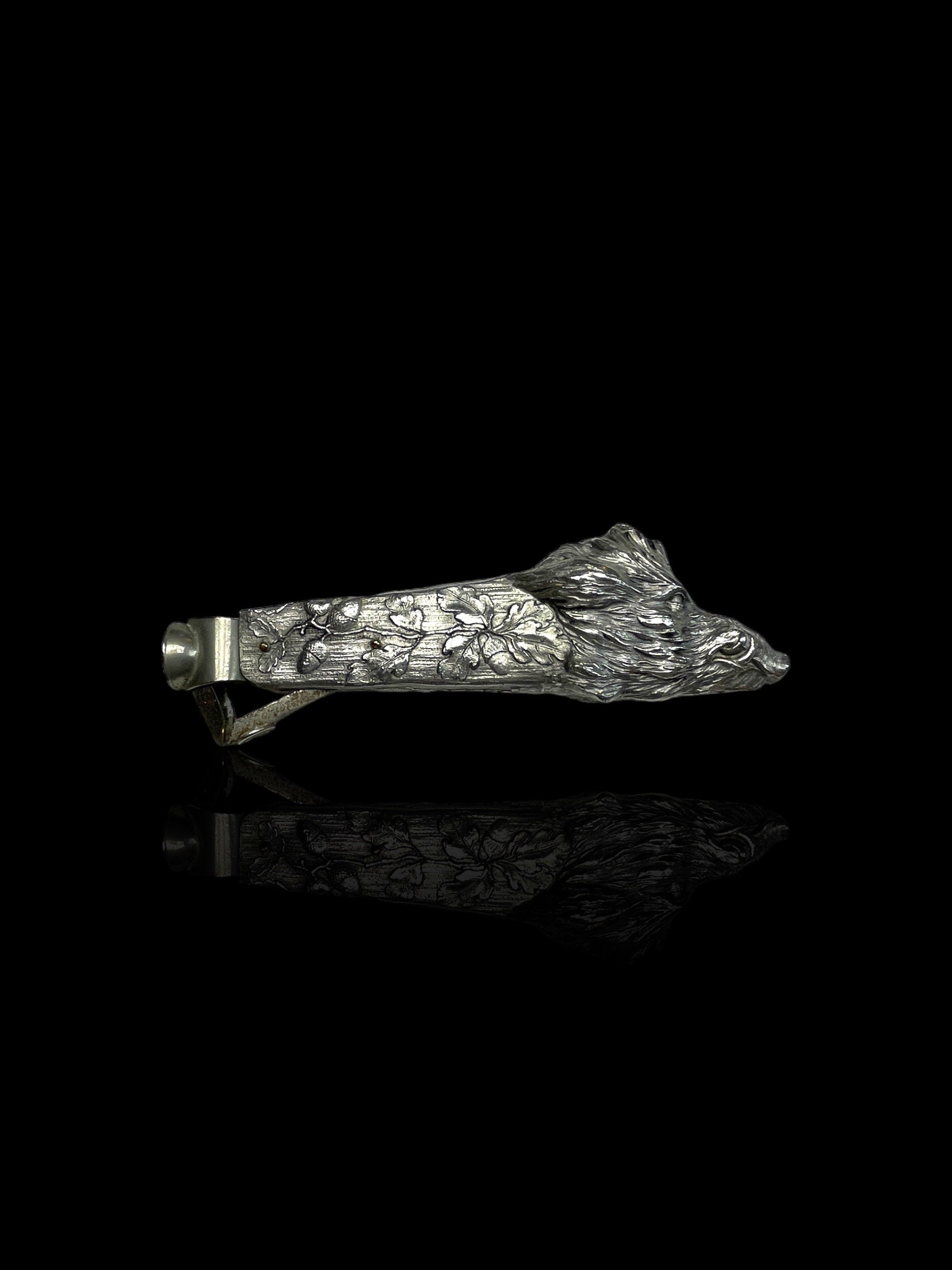 Exceptional Boar Head Silver-Plate Cigar Cutter.