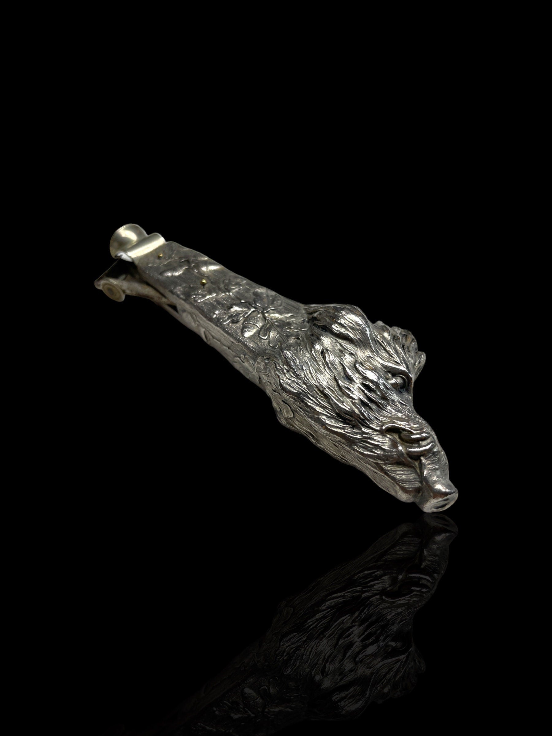 Exceptional Boar Head Silver-Plate Cigar Cutter.