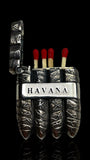 Exceptional Vintage Cigar-shaped Sterling Silver Vesta (Match Holder) . Engraved 'Havana'.