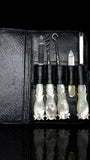 Mother of Pearl Travelling Vanity Set. Cased.