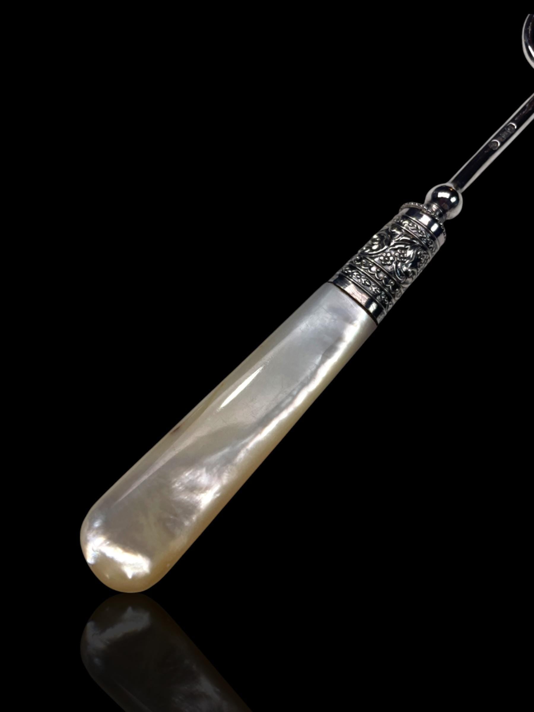 Vintage Mother of Pearl Sterling Silver Fork: 1921, Francis Howard, England.