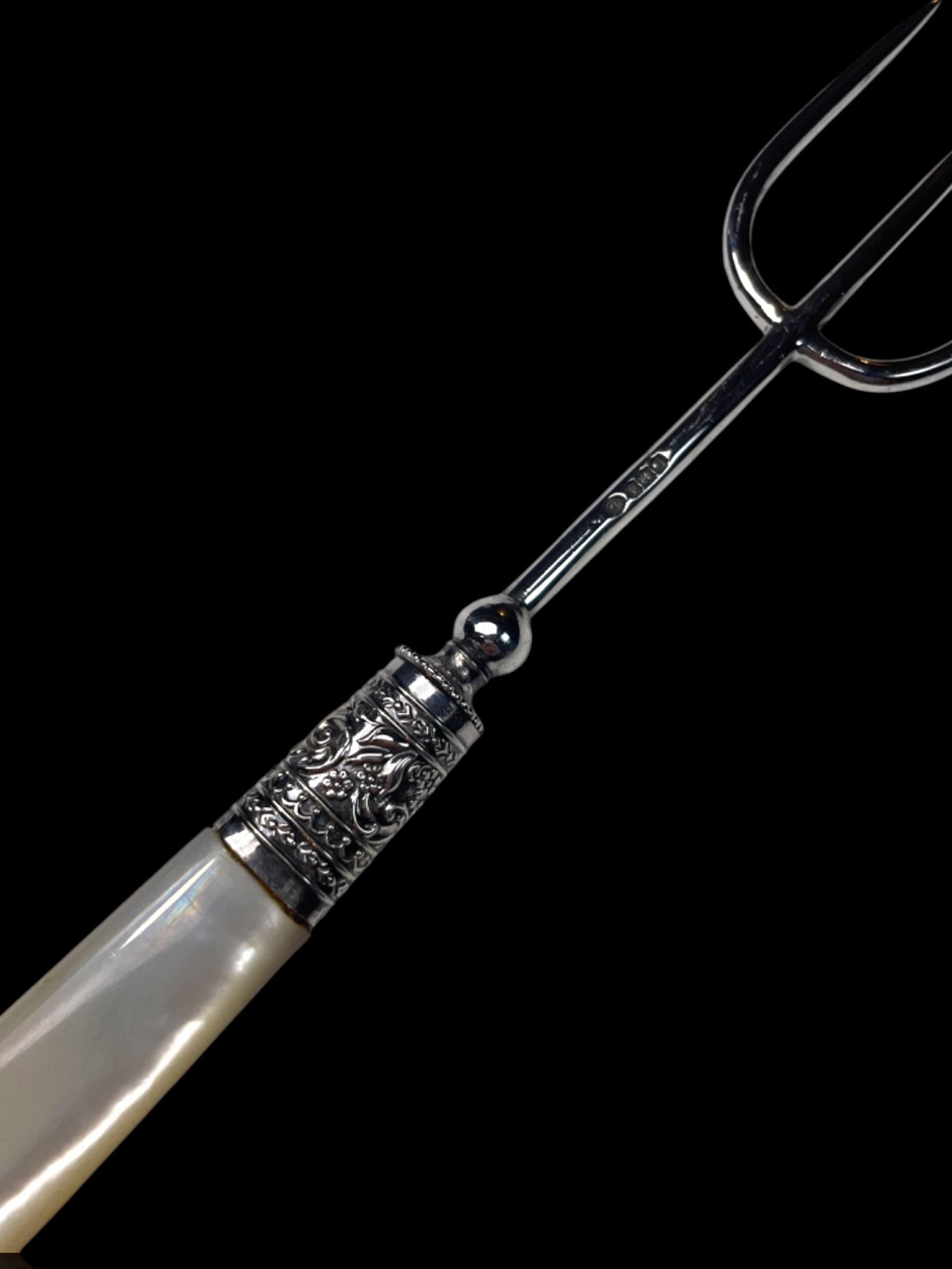Vintage Mother of Pearl Sterling Silver Fork: 1921, Francis Howard, England.