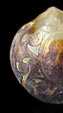Large Antique Convict-Carved Pearl Shell Art: Circa 1880, New Caledonia. With Stand.