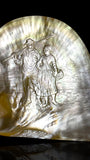 French Polynesian Hand-Carved Pearl Shell. With Stand.