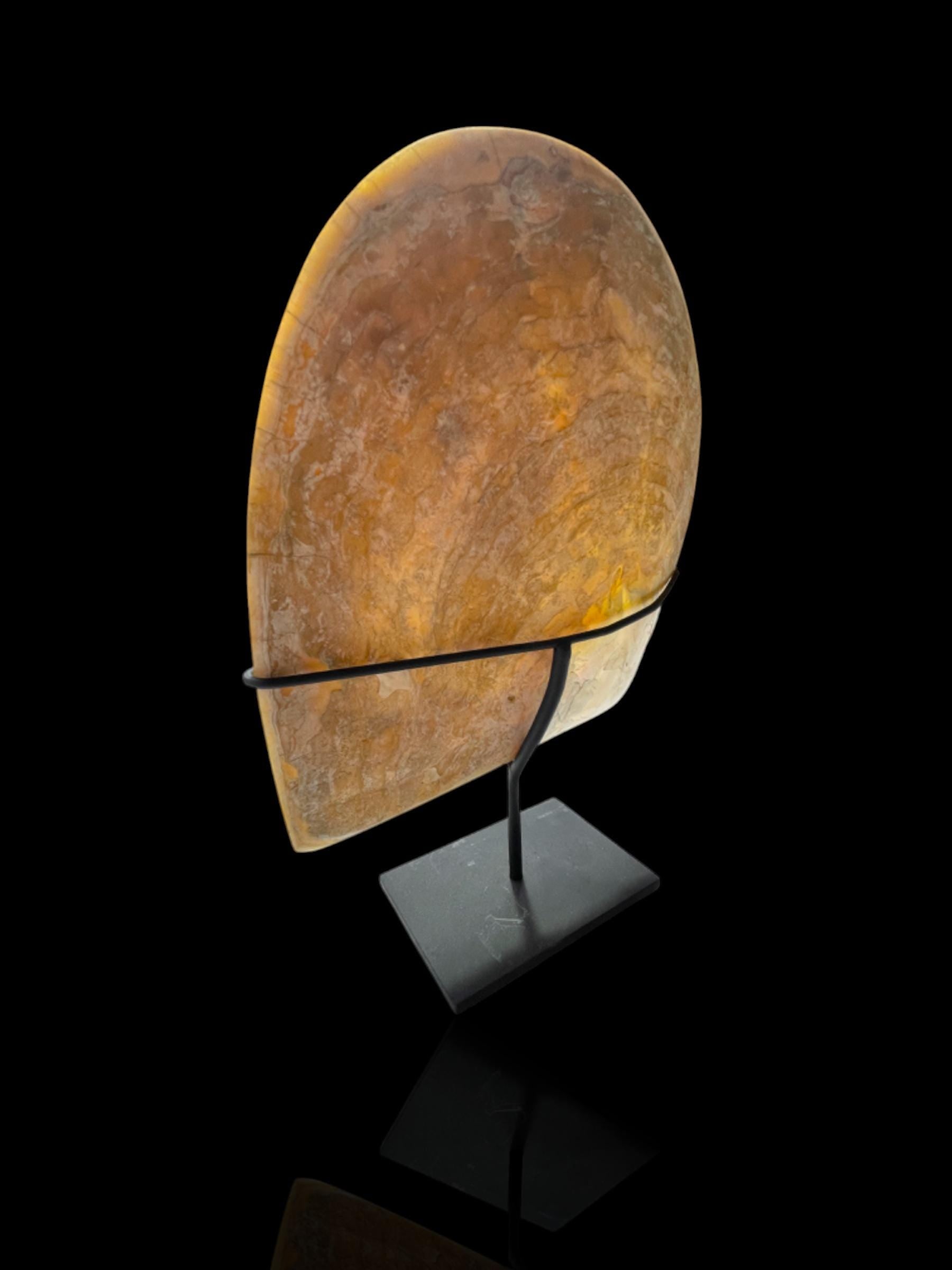 French Polynesian Hand-Carved Pearl Shell. With Stand.