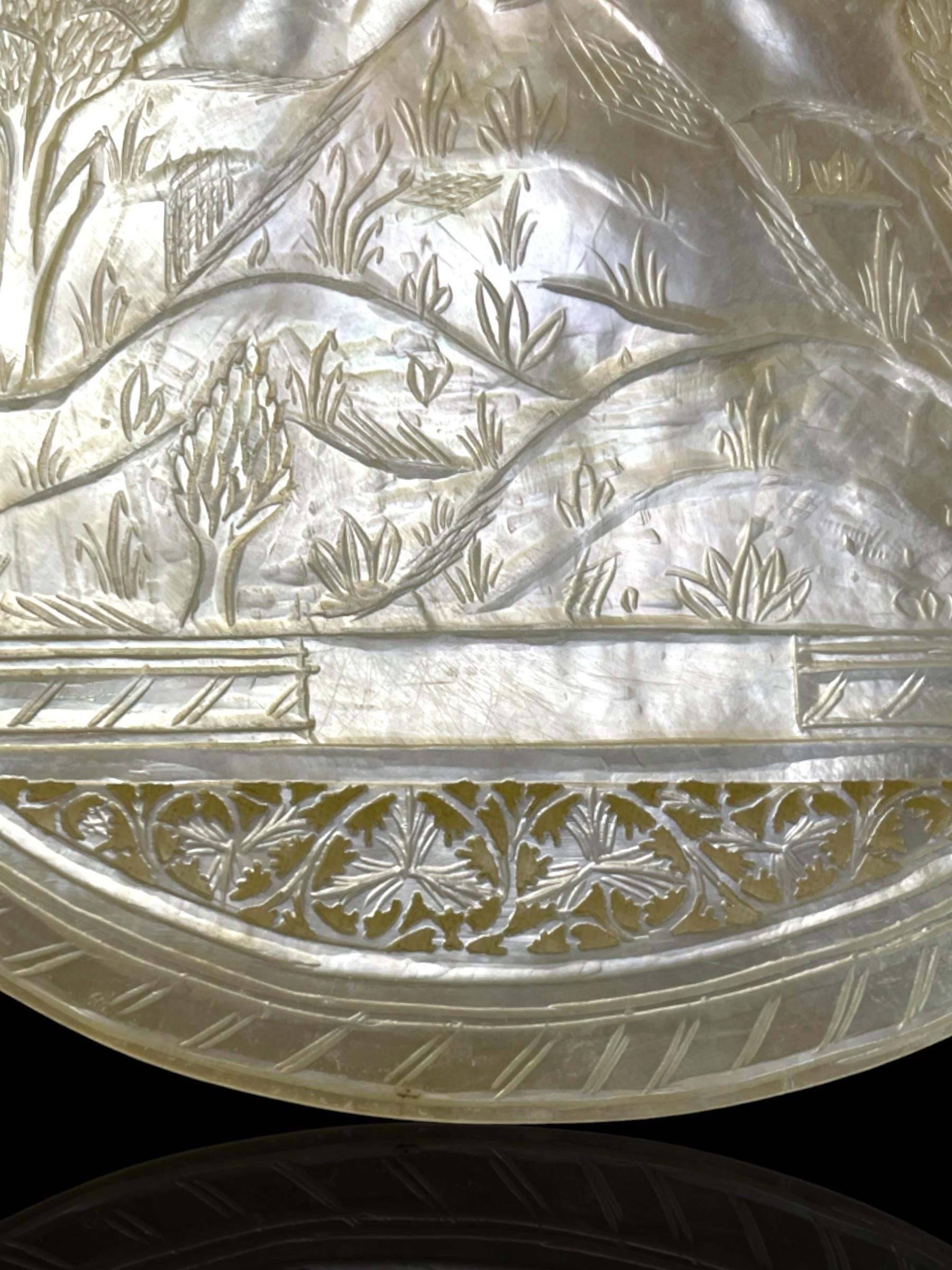 Typical Nativity Scene Mother of Pearl Carving, Bethlehem. Pair.