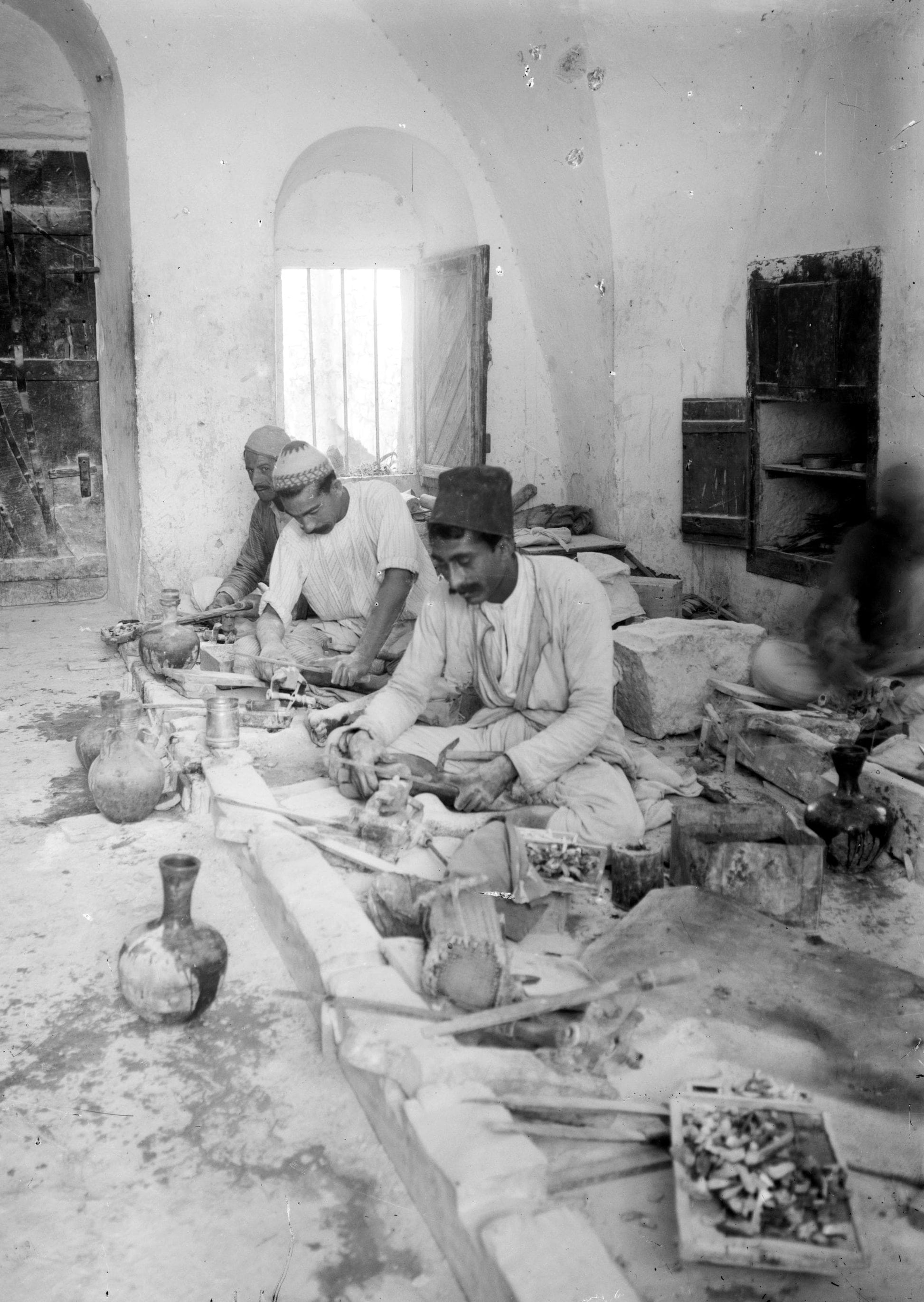 Typical Nativity Scene Mother of Pearl Carving, Bethlehem. Pair.