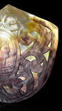 Large Antique Convict-Carved Pearl Shell Art: Circa 1880, New Caledonia. With Stand.