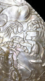 A Qing Dynasty (Late 1800s) Hand-Carved Pearl Shell. With stand.