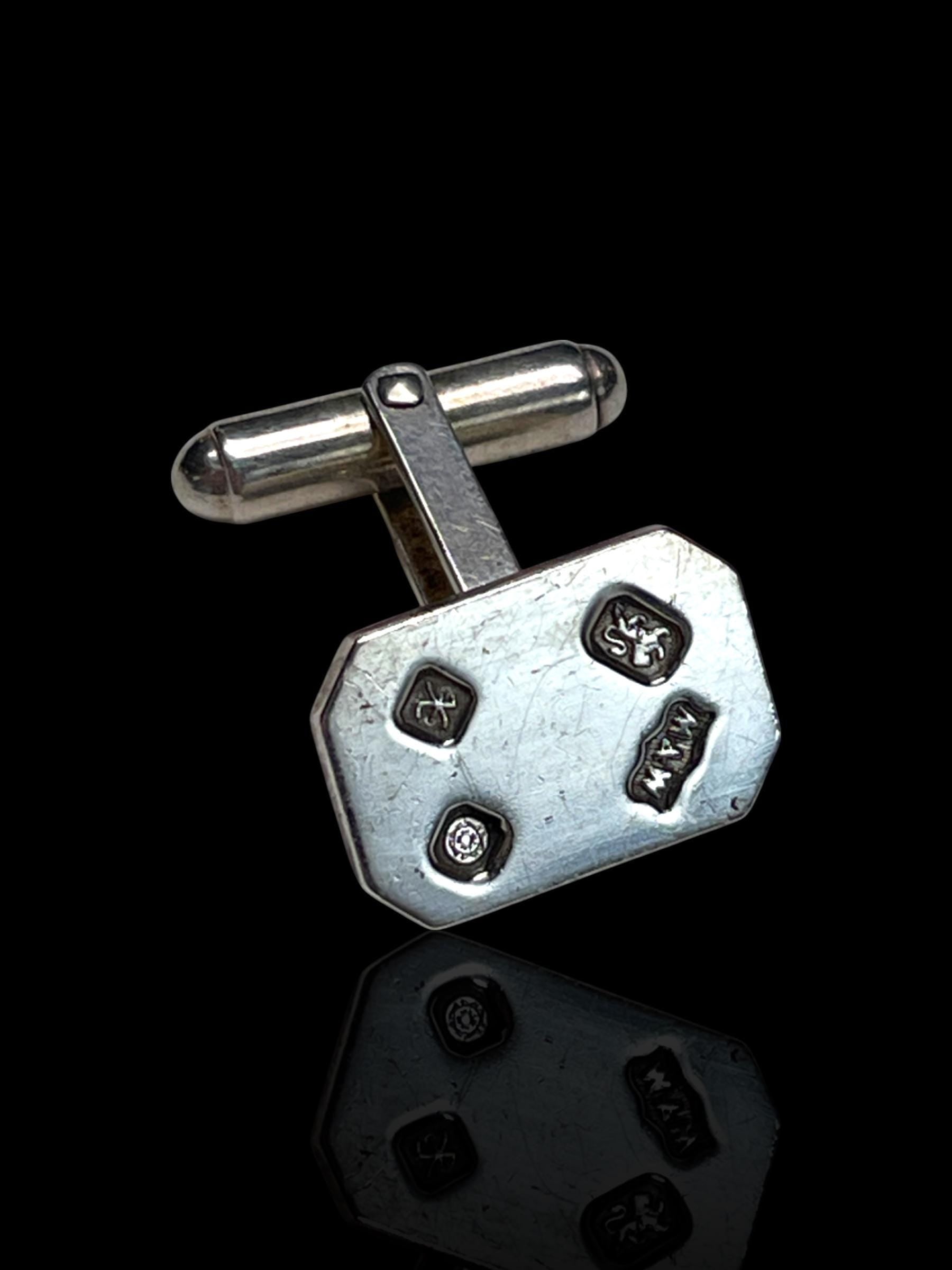 Vintage English Hallmarks Sterling Silver Cufflinks: 1947, Mappin and Webb.