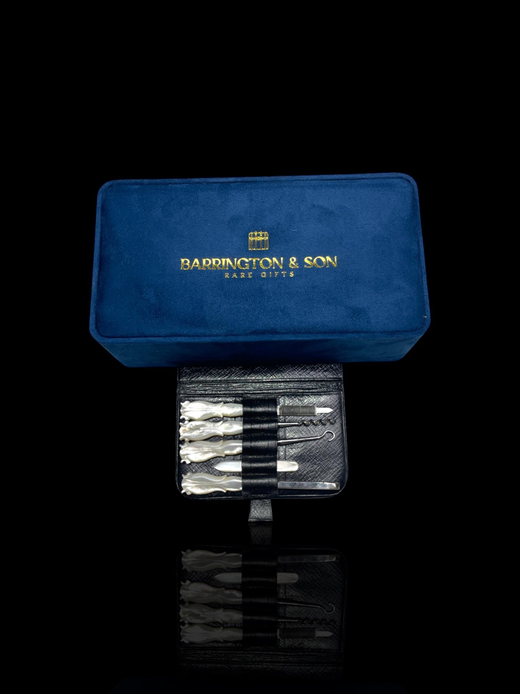 Mother of Pearl Travelling Vanity Set. Cased.