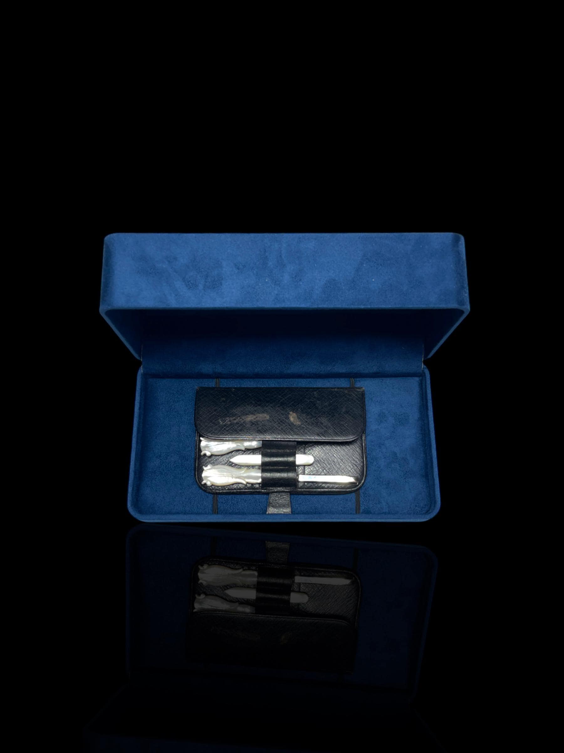 Mother of Pearl Travelling Vanity Set. Cased.