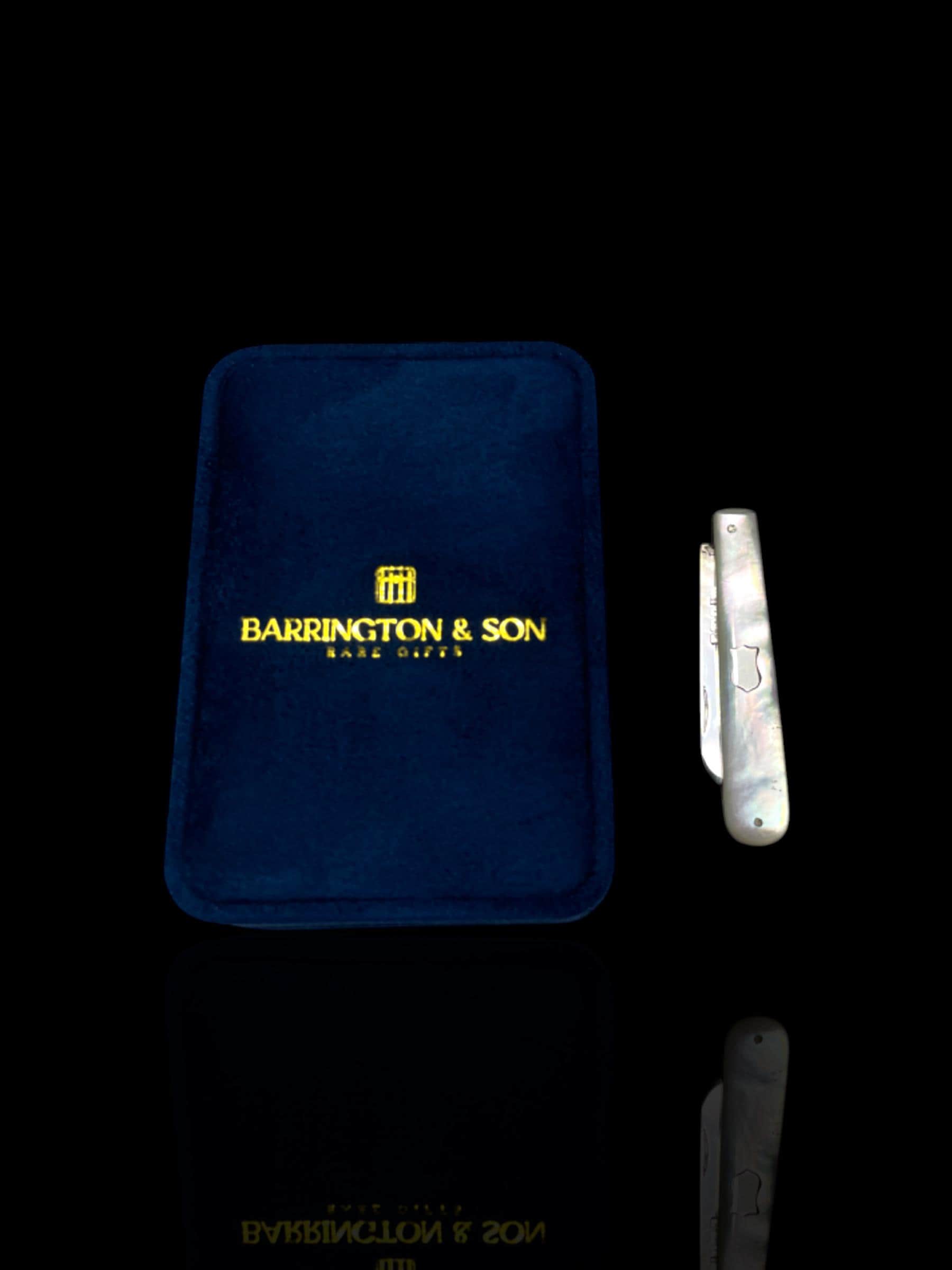 Antique Mother of Pearl Sterling Silver Folding Pocket Knife, London. Cased.
