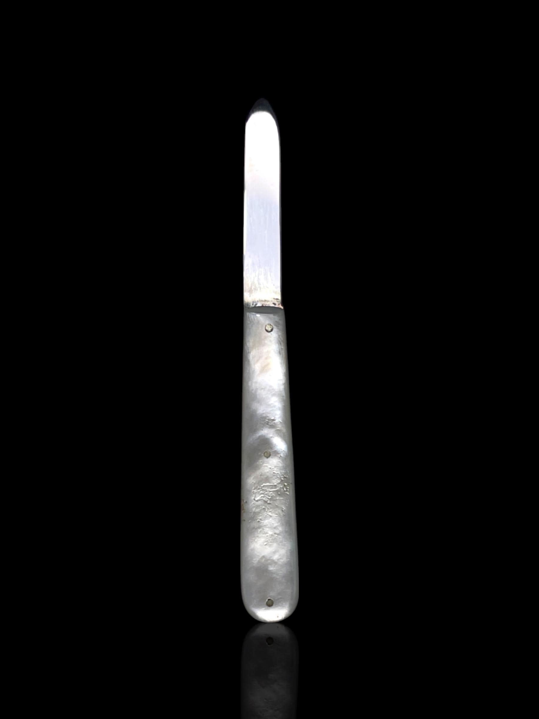 Antique Mother of Pearl Sterling Silver Folding Pocket Knife, London. Cased.