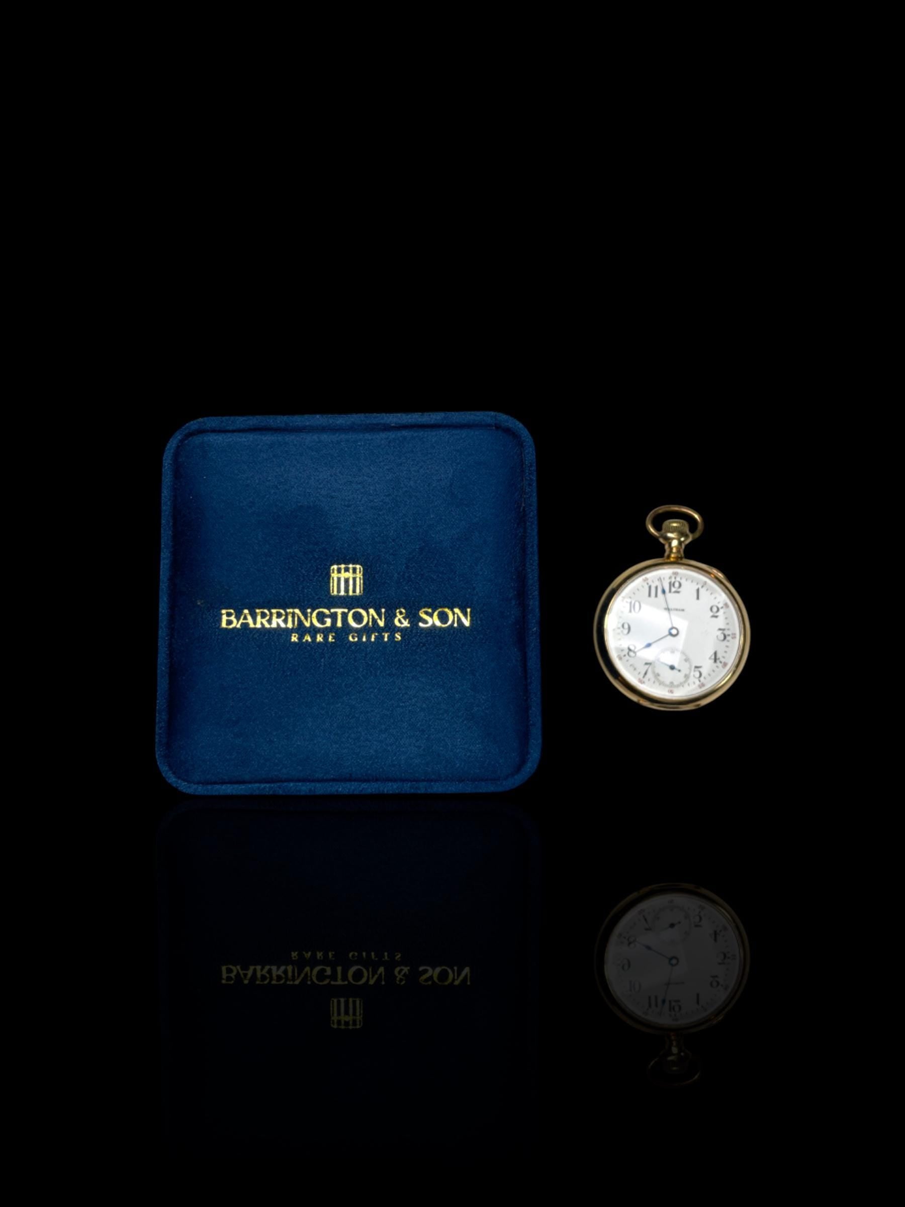 Gold-Plate Waltham Pocket Watch with Display Stand: 15 Jewel Movement