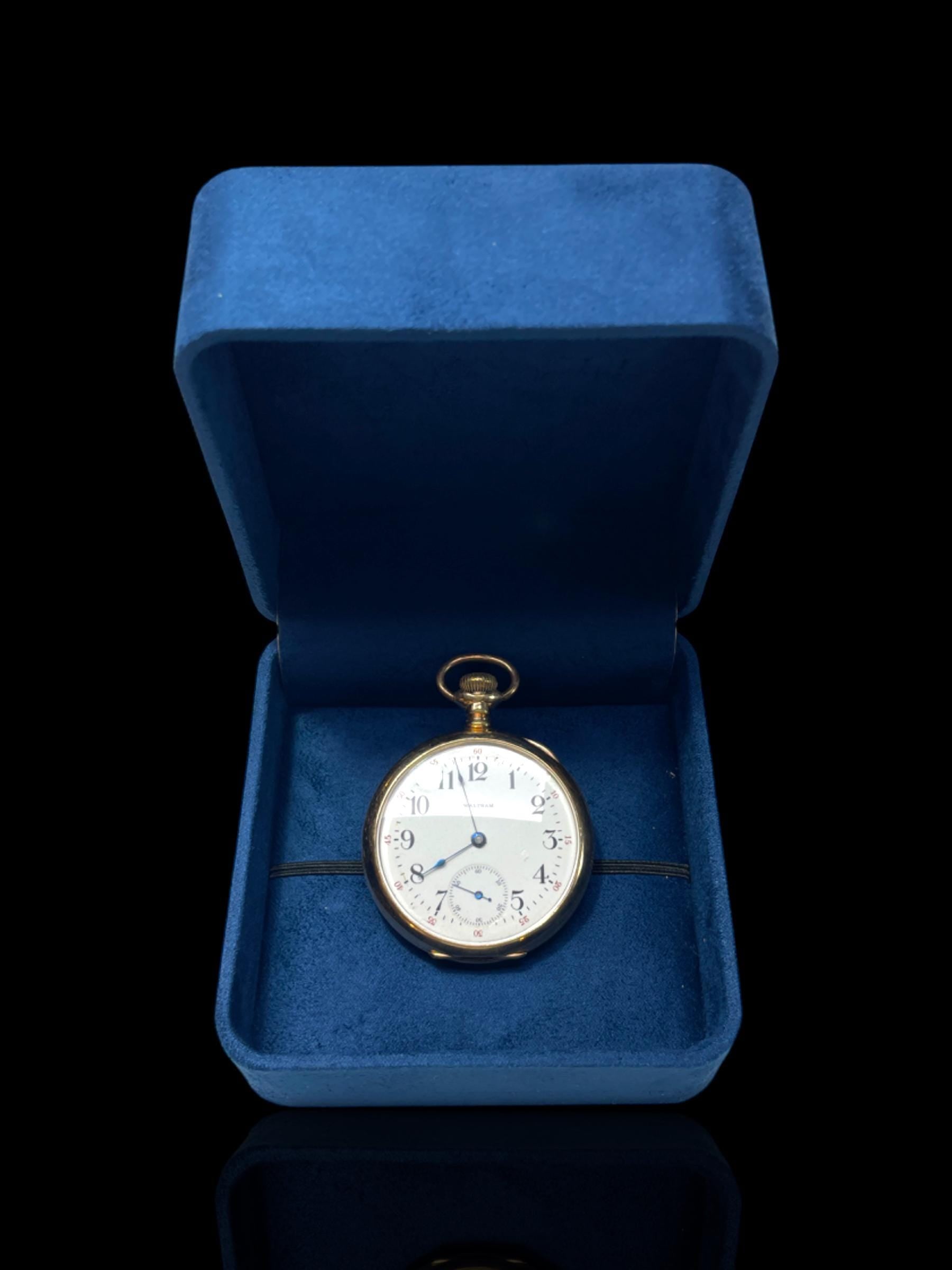 Gold-Plate Waltham Pocket Watch with Display Stand: 15 Jewel Movement