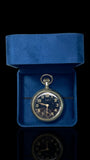 Nickel and Black-faced Elgin Pocket Watch. With Stand.