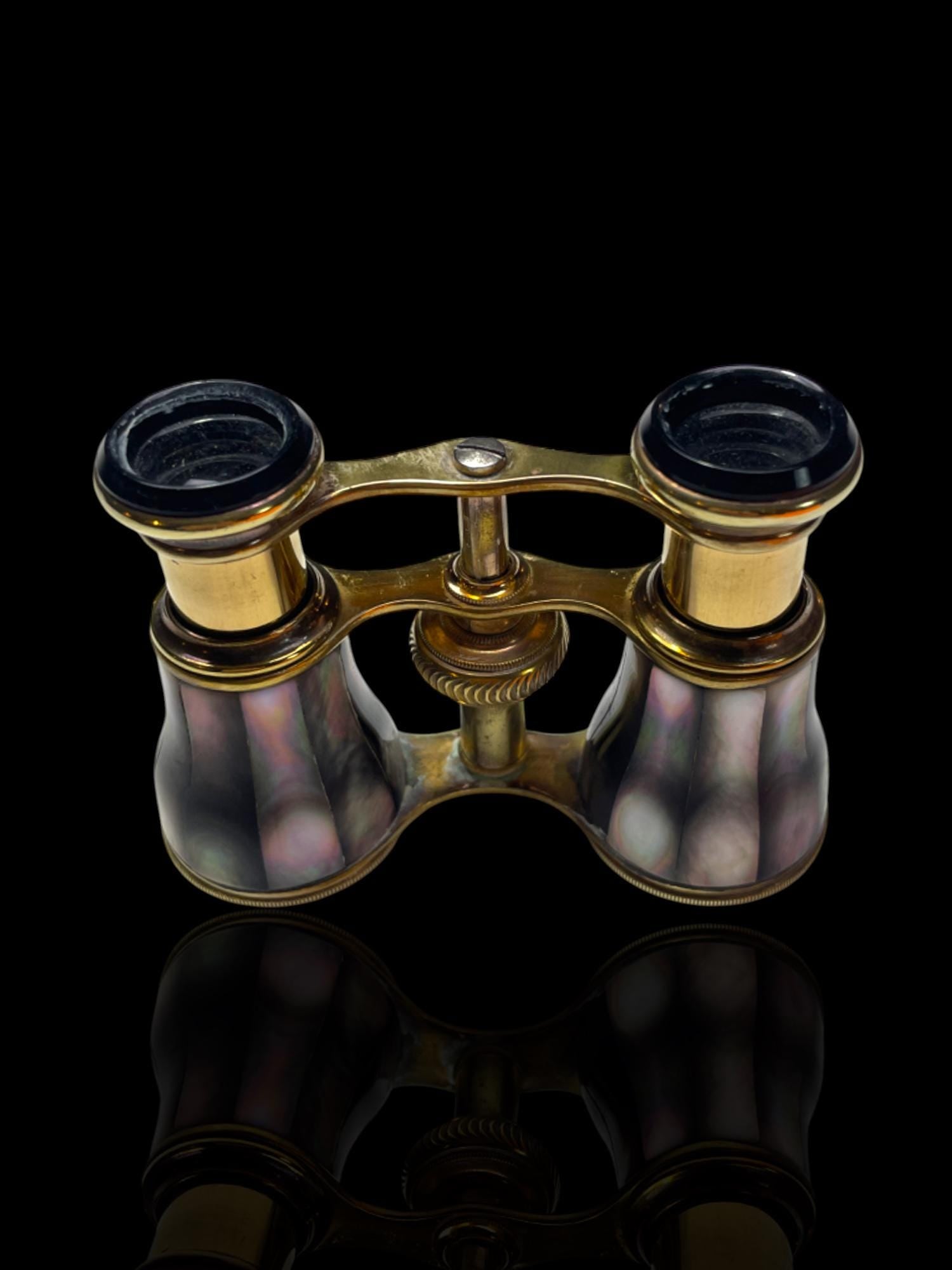 Rare Black Mother of Pearl Opera Glasses: Likely by Jacques Lemaire, Paris - Working Condition
