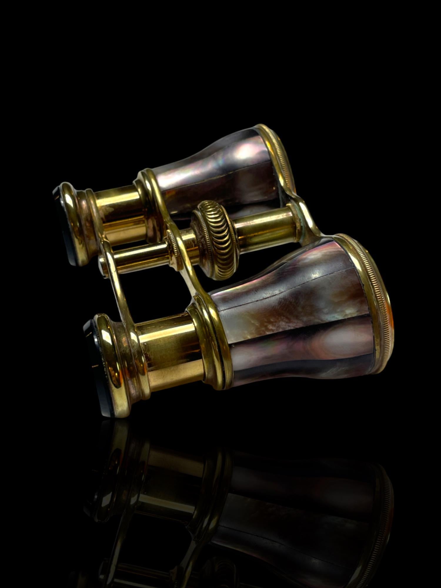 Rare Black Mother of Pearl Opera Glasses: Likely by Jacques Lemaire, Paris - Working Condition