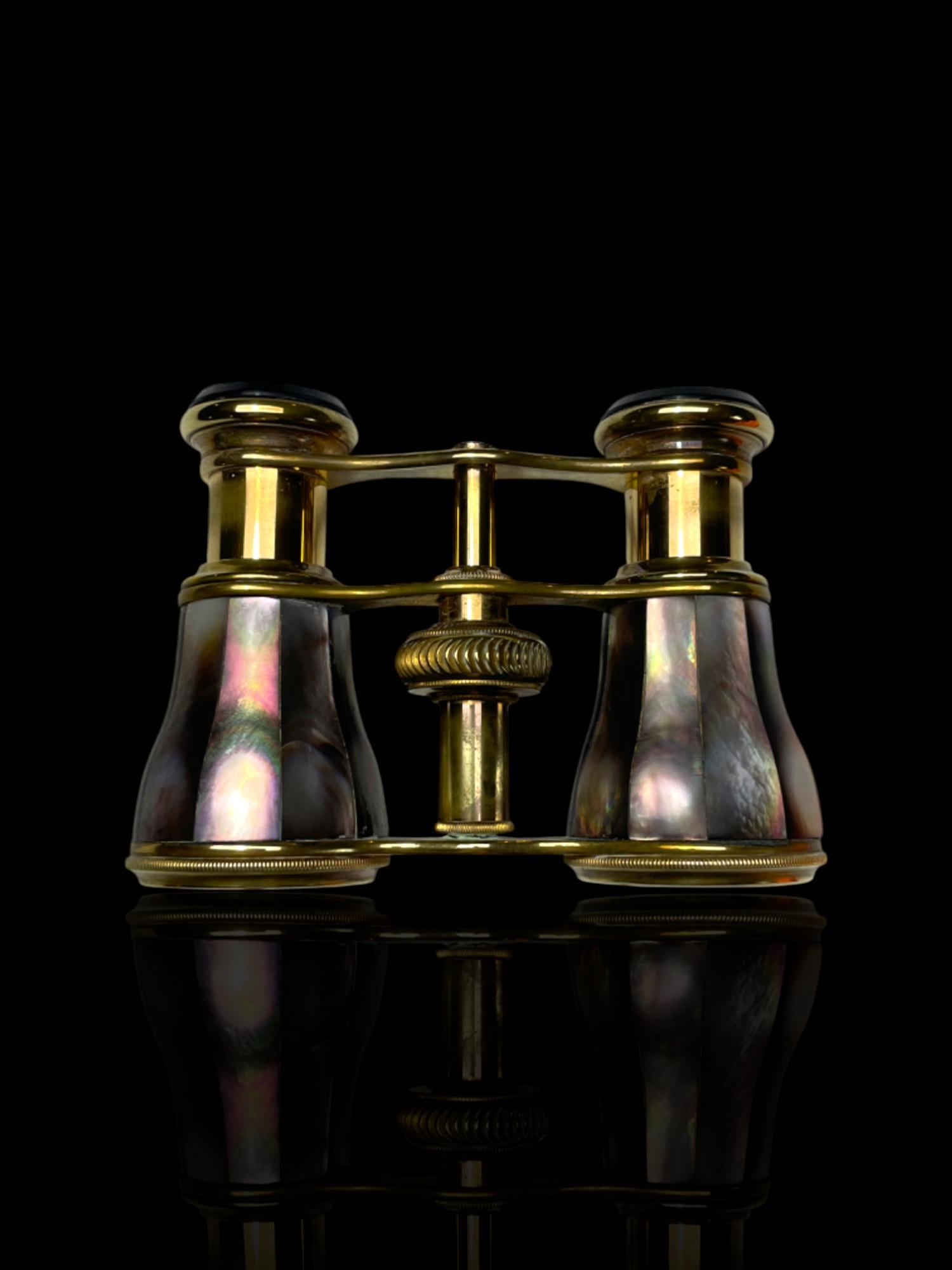 Rare Black Mother of Pearl Opera Glasses: Likely by Jacques Lemaire, Paris - Working Condition