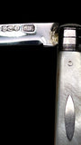 Antique Pocket Knife: 1910, James Fenton, England. Mother of Pearl and Stirling Silver. Cased.