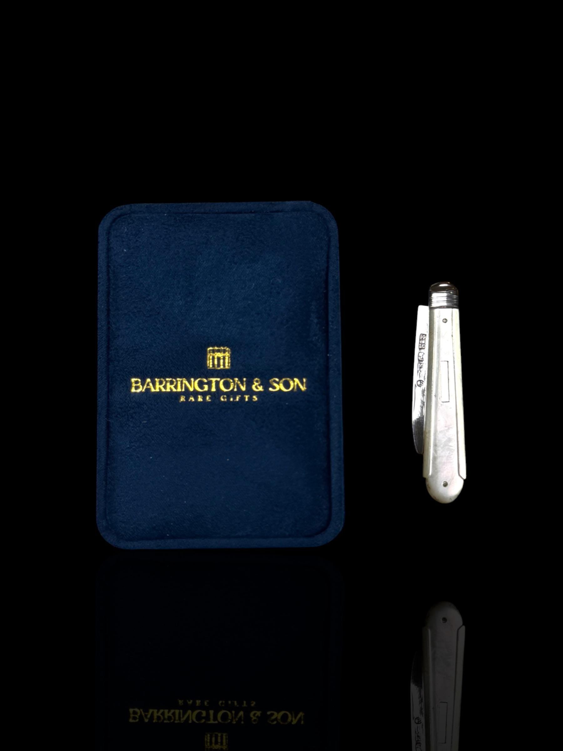 Antique Pocket Knife. 1859, Sterling Silver and Mother of Pearl. Hilliard and Thomason, England.