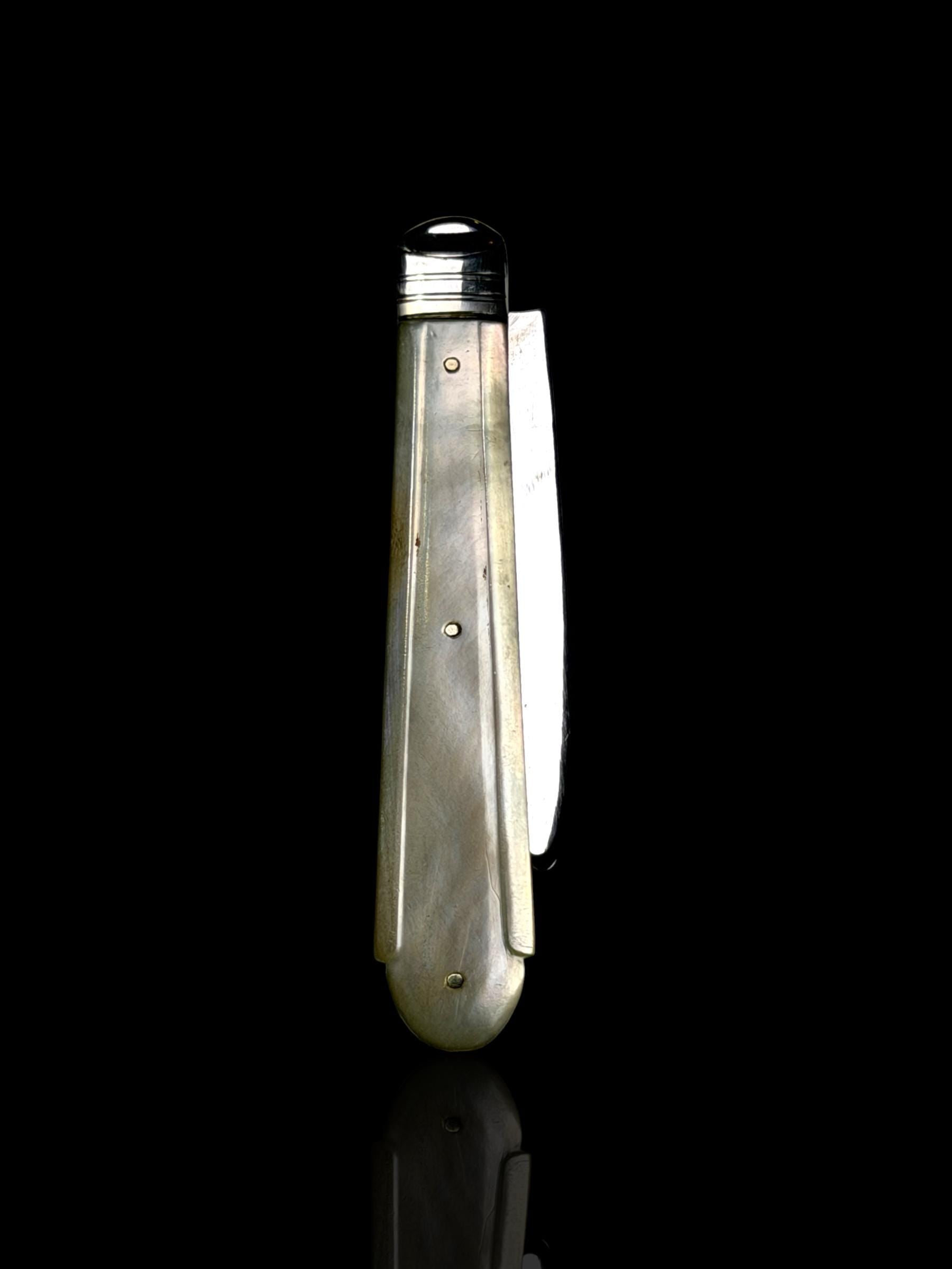 Antique Pocket Knife. 1859, Sterling Silver and Mother of Pearl. Hilliard and Thomason, England.