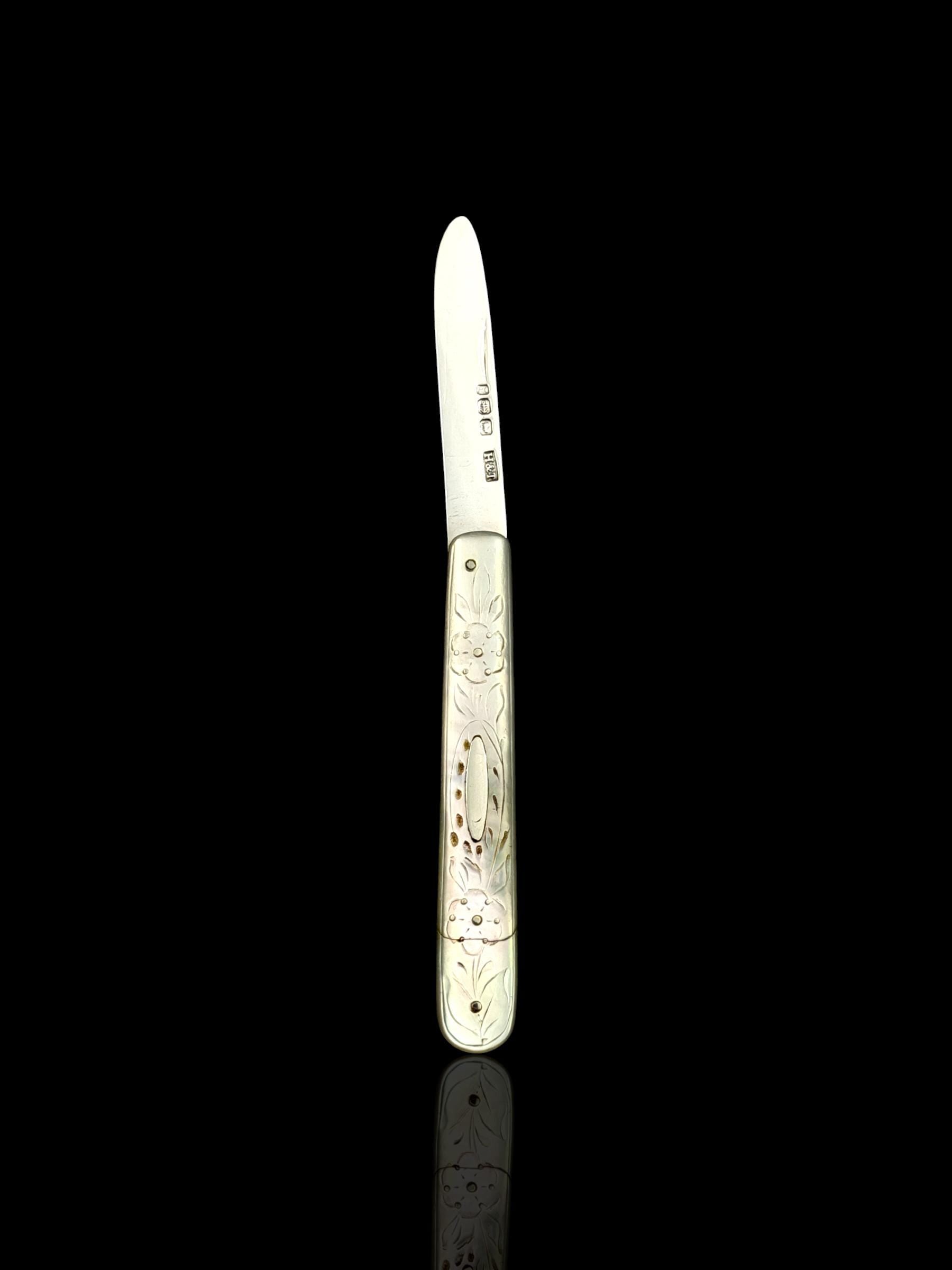 Antique Pocket Knife. 1880, Mother of Pearl and Sterling Silver.
