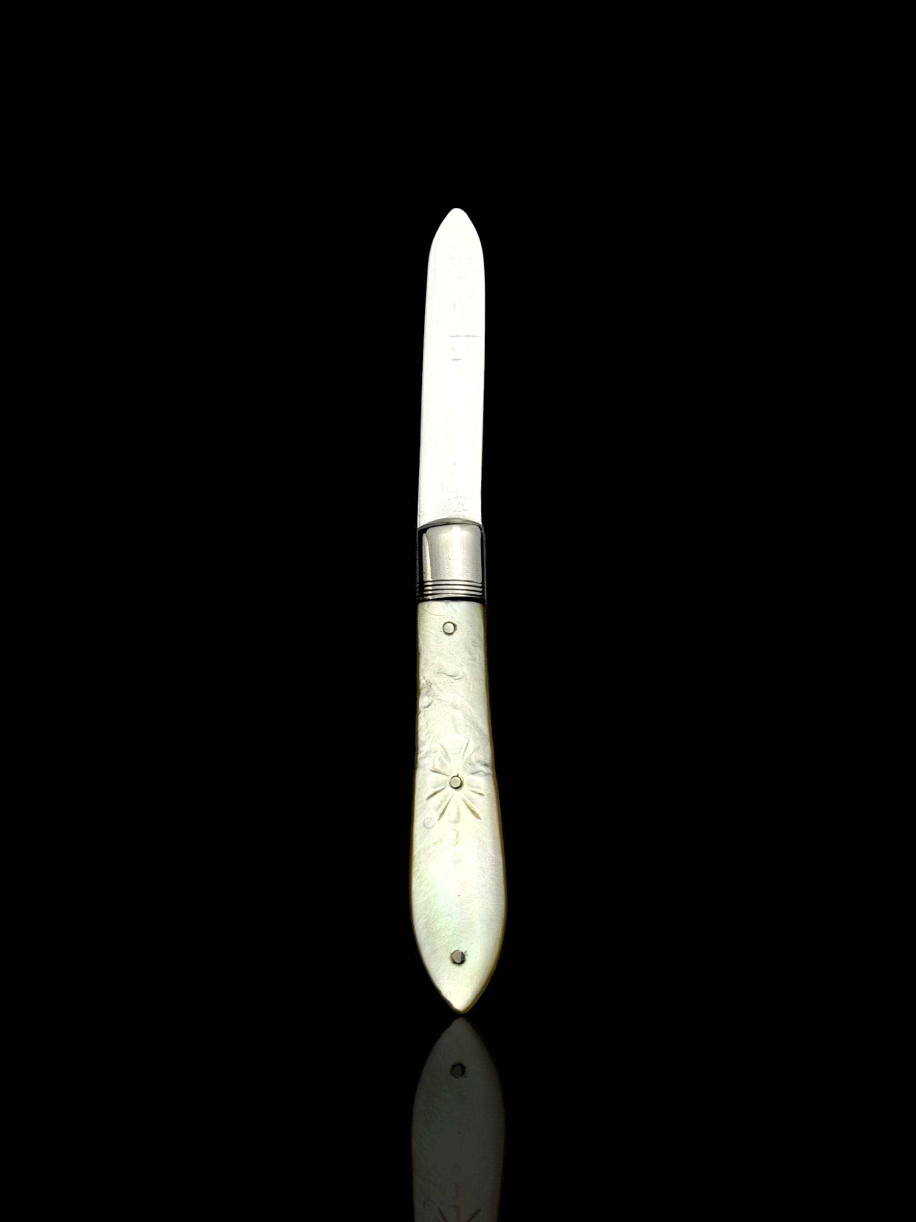 Antique Pocket Knife. 1925, Mother of Pearl and Sterling Silver.