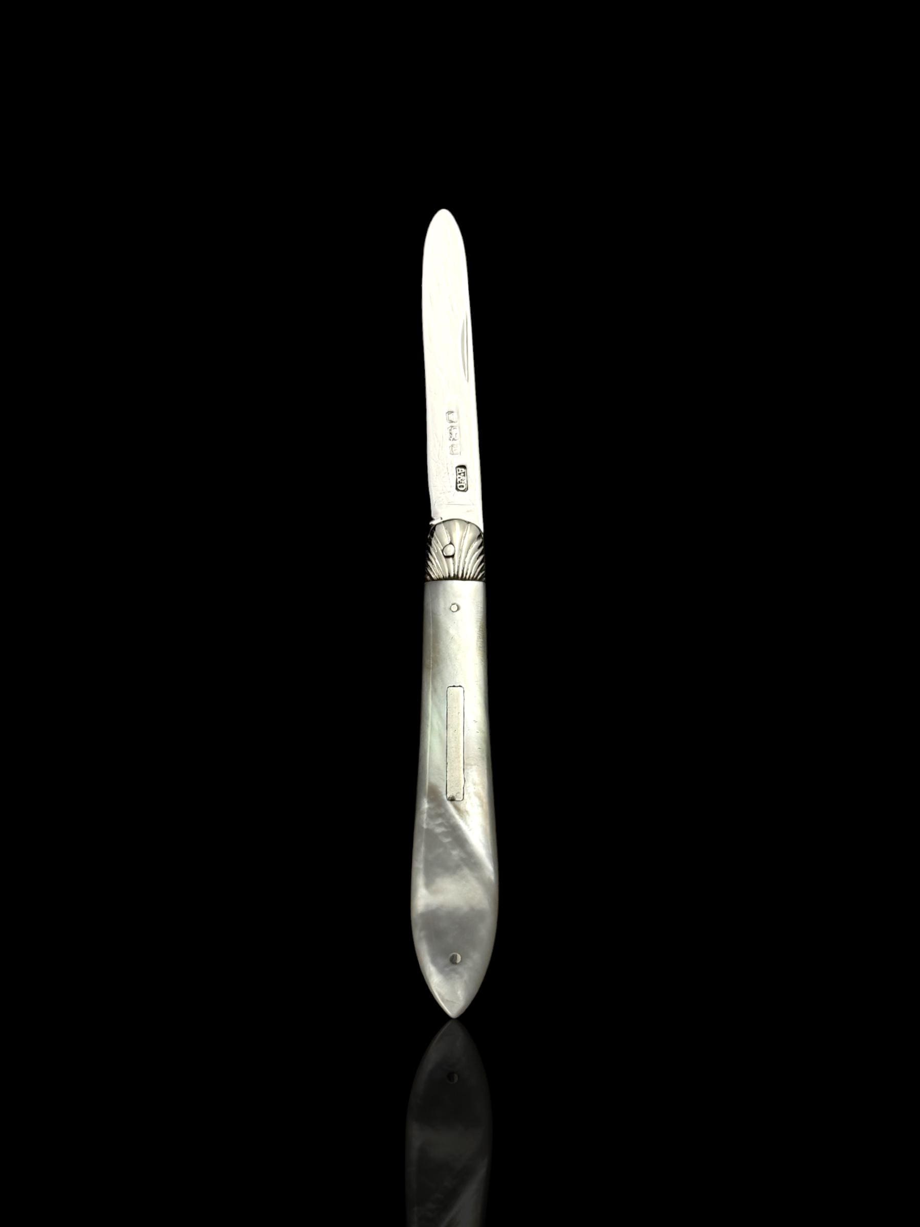 Antique Pocket Knife. 1906, Mother of Pearl and Sterling Silver.