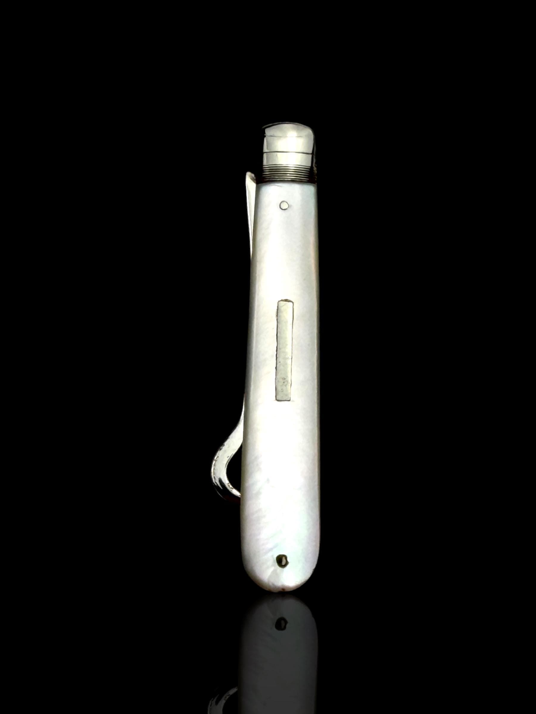 Antique Button Hook. 1908, Mother of Pearl and Sterling Silver.