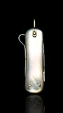 Vintage Pocket Knife Key Ring. Early 19th Century. Mother of Pearl and Sterling Silver