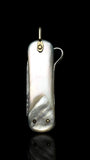 Vintage Pocket Knife Key Ring. Early 19th Century. Mother of Pearl and Sterling Silver
