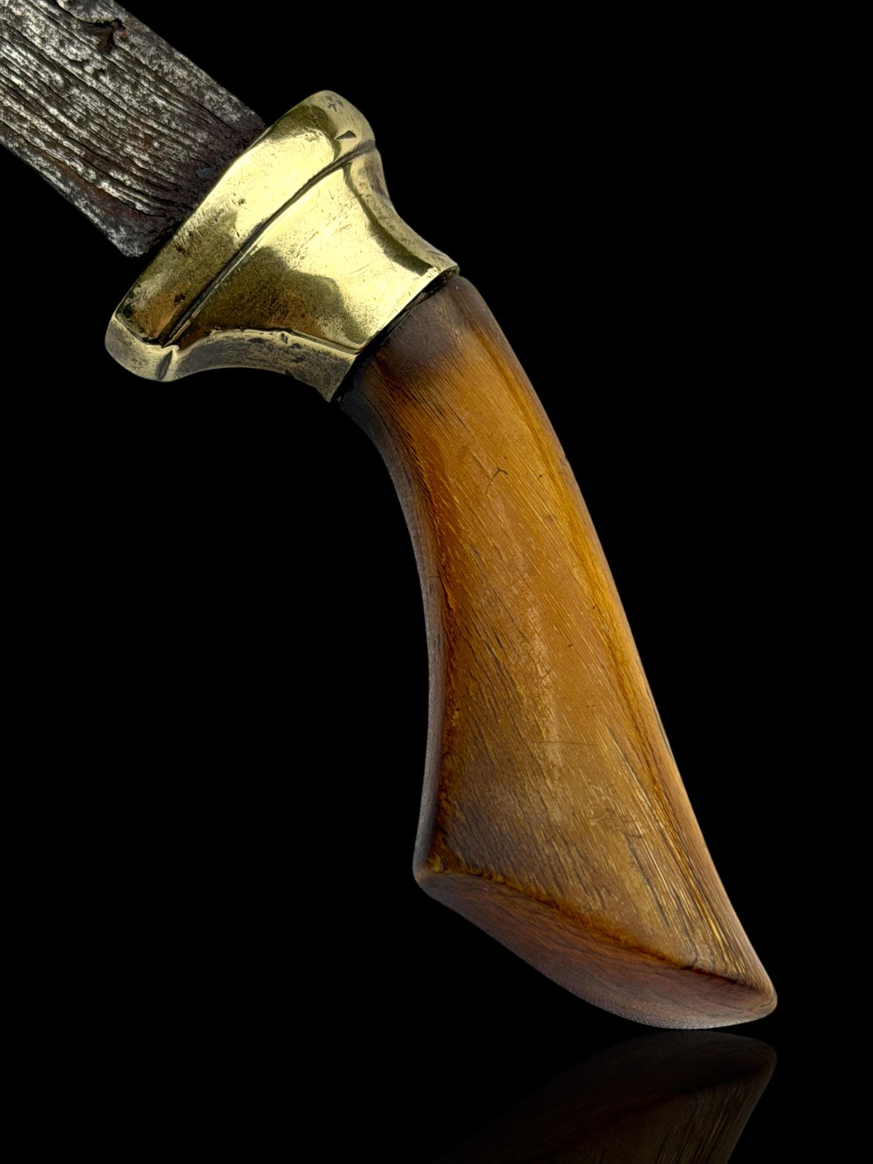 Antique Indian Horn-Handled Knife. Silver Sheath. Circa 1900.