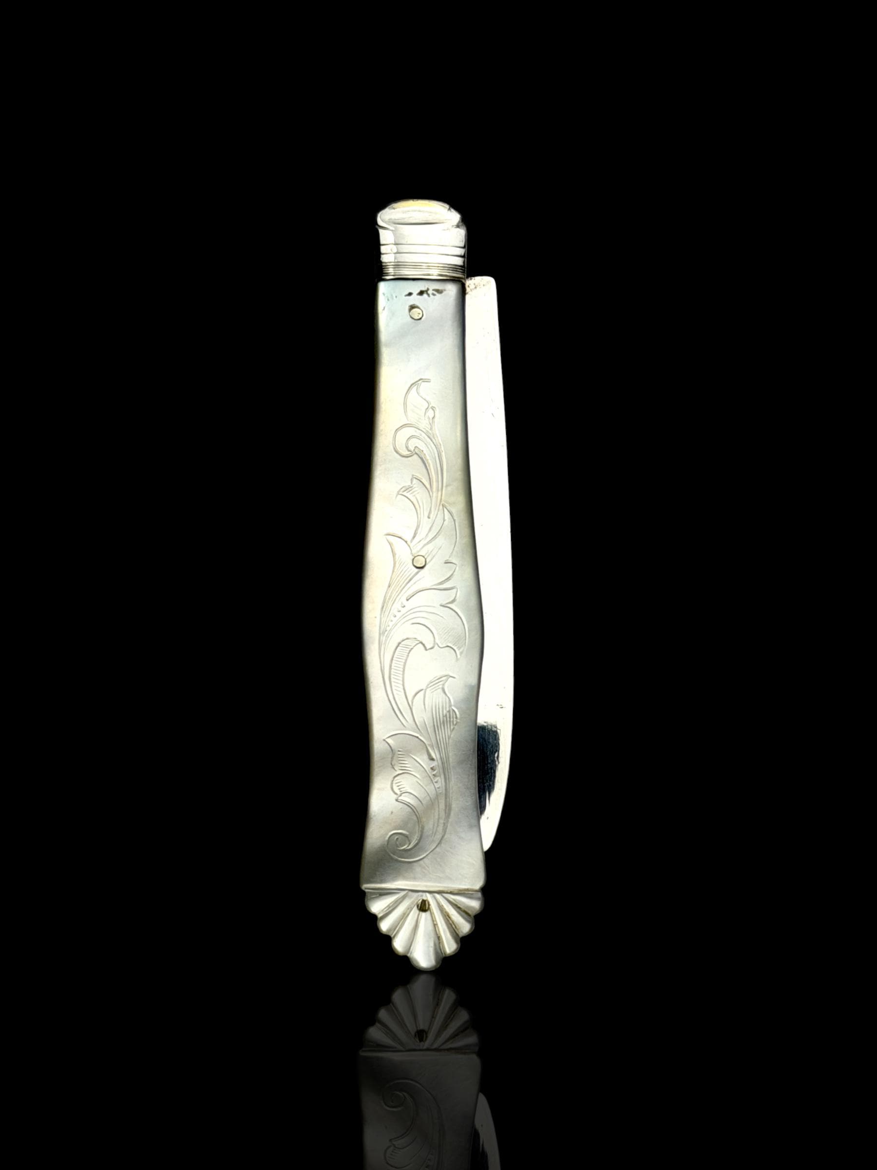 Antique Pocket Knife. 1876, Mother of Pearl and Sterling Silver. Cased.