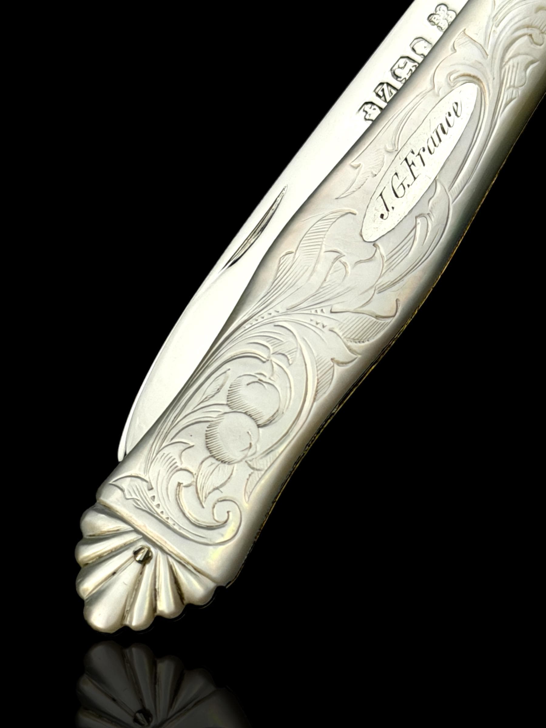 Antique Pocket Knife. 1876, Mother of Pearl and Sterling Silver. Cased.