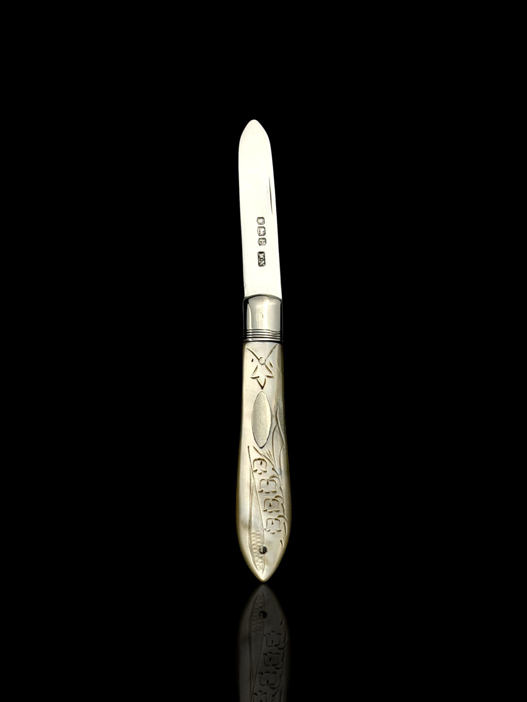 Antique Pocket Knife. 1925, Mother of Pearl and Sterling Silver.